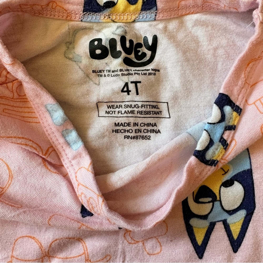 Pink Bluey Kids PJ Set - Kids Size 4 - Picture 3 of 7
